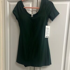 Lululemon Athletica Fitted Green Short Sleeve Mini Bodysuit Dress
